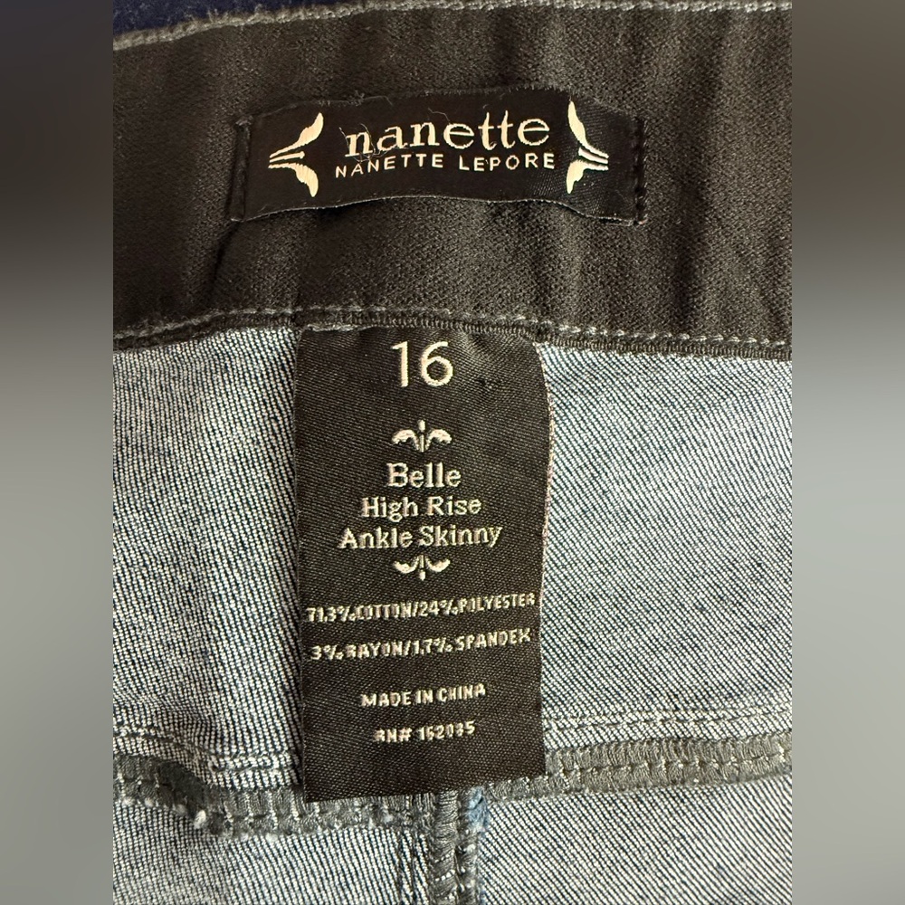 NWT New Nanette Lepore Sleek Denim Belle High Rise Ankle Skinny Dark Blue Jeans - Picture 8 of 9